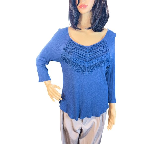 (5 for $25)Altar'd State Scoopneck Ribbed Top with Crochet Details Size Small - Picture 1 of 8